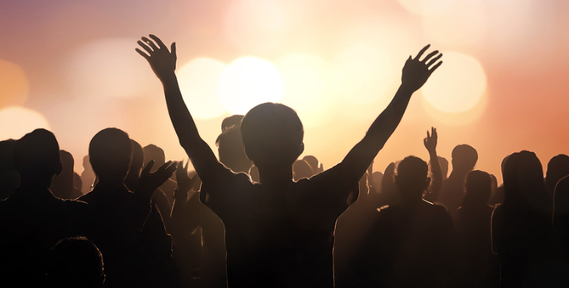 Church congregation during worship.