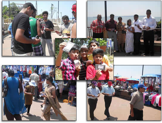 Various people in India reading Chick tracts.